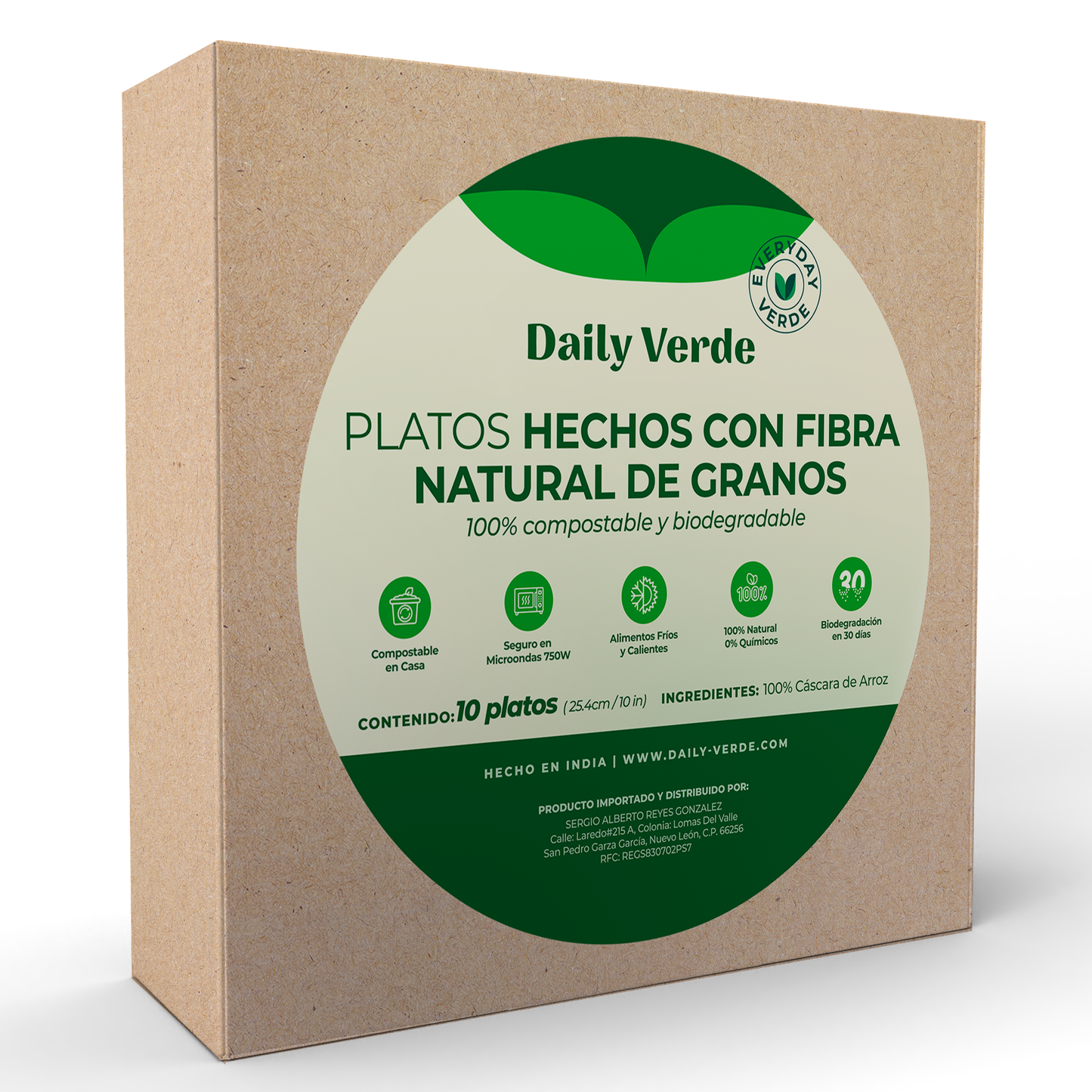 PLATOS DESECHABLES hechos de cáscara de arroz 10 Pulgadas ( 10 piezas )