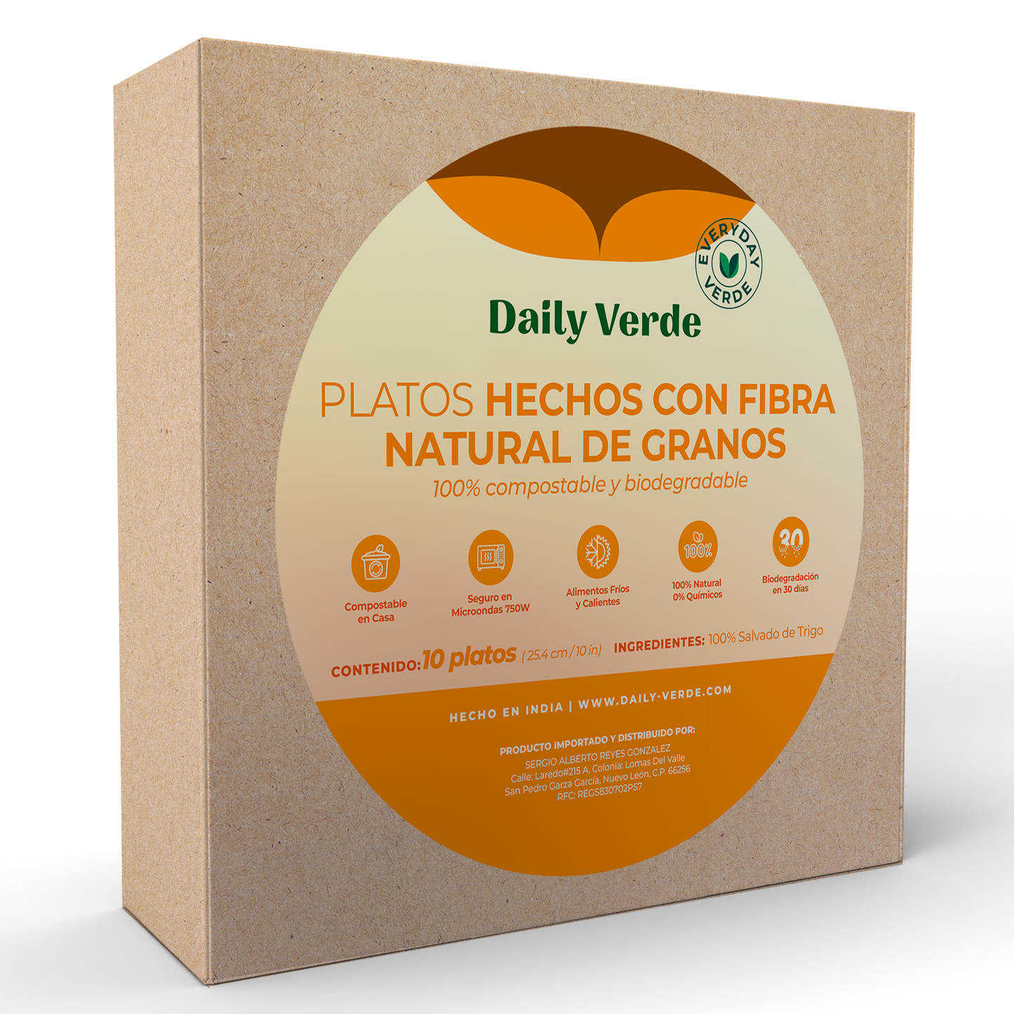 PLATOS DESECHABLE hechos de Salvado de Trigo 10 Pulgadas ( 10 piezas )