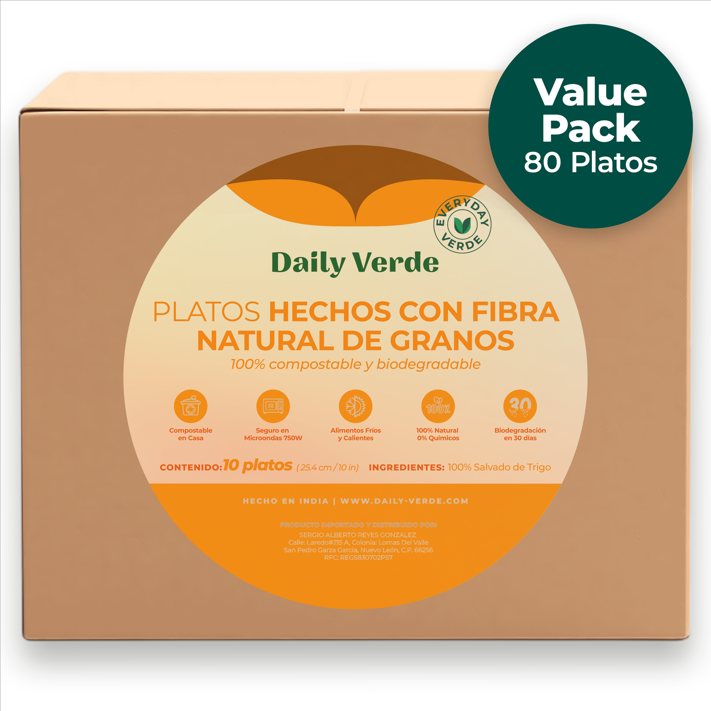 Value Pack 80 PLATOS /Salvado de Trigo 10 pulgadas.